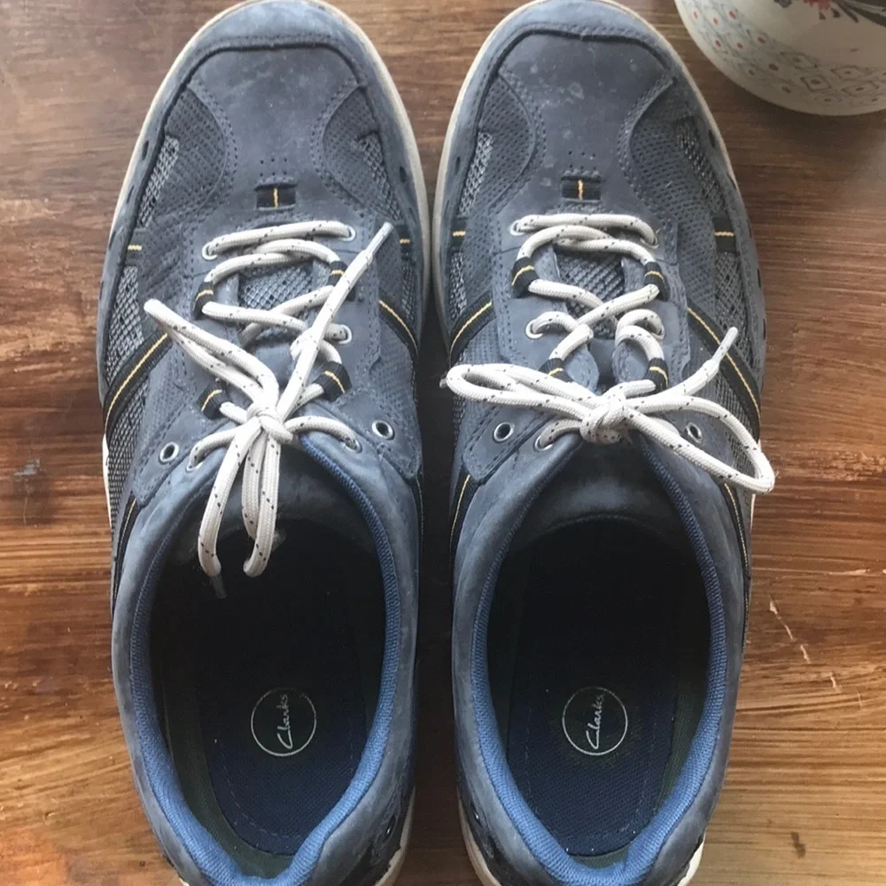 Clarks blue leather sneakers